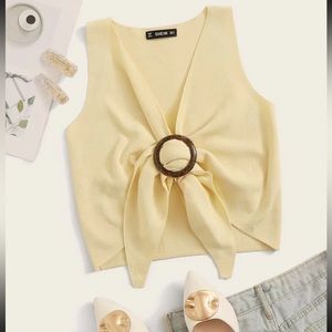 Ring Detail Crop Knit Top